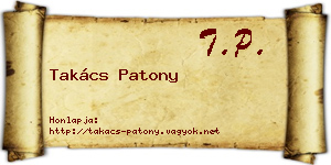 Takács Patony névjegykártya